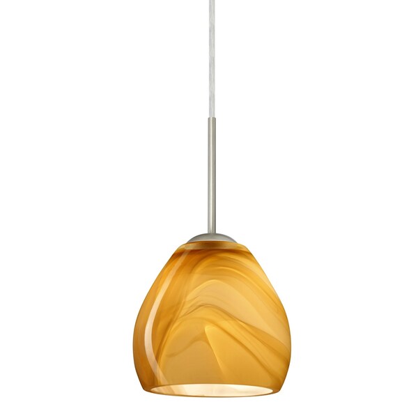Besa Lighting Bolla Cord Pendant, Honey, Satin Nickel Finish, 1x9W LED 1BT-4122HN-LED-SN - main